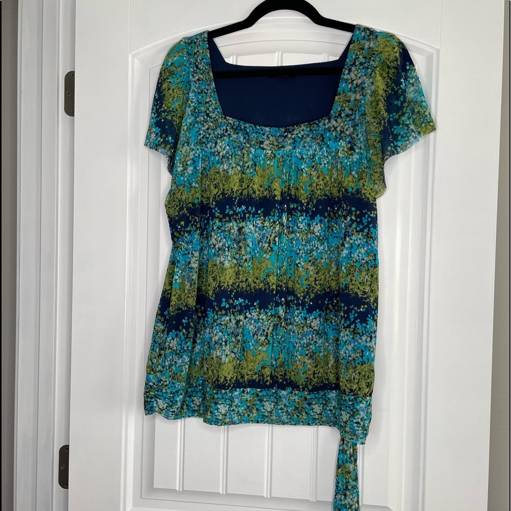 NWT Apt 9 lined s/s blouse with tie detail Size XL